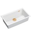 Quadron LOGAN 110 GraniteQ zlewozmywak snow white 76x44x23,5 cm 1-komorowy wpuszczany z syfonem manualnym miedziany HQD7644U1PVDC1I